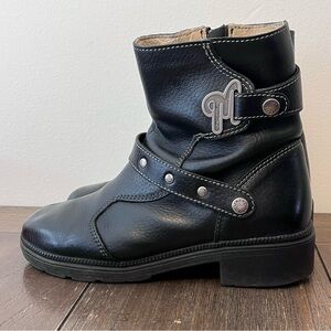 Milwaukee Boot Company Black Leather Biker Moto Boots Womens 8.5